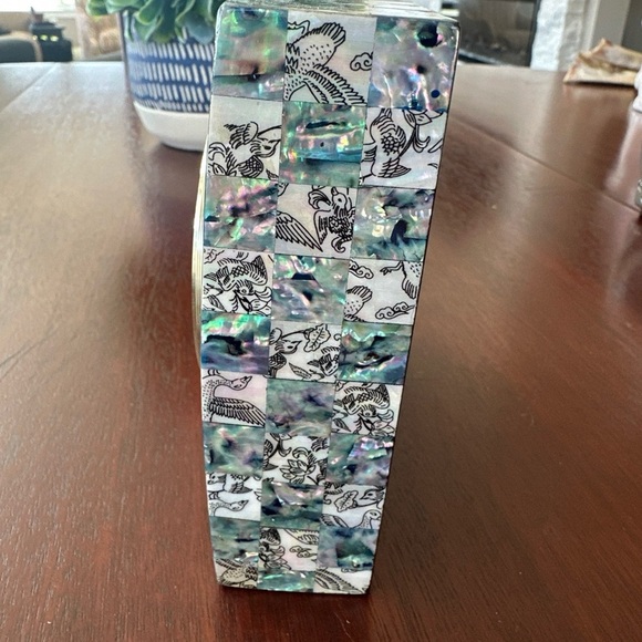 Korean Mother-of-pearl Square Table Clock-Lee Won-geun cultural heritage worker - Picture 3 of 6